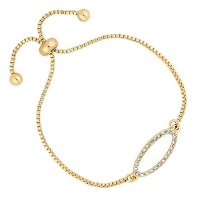 Gold pave oval toggle bracelet